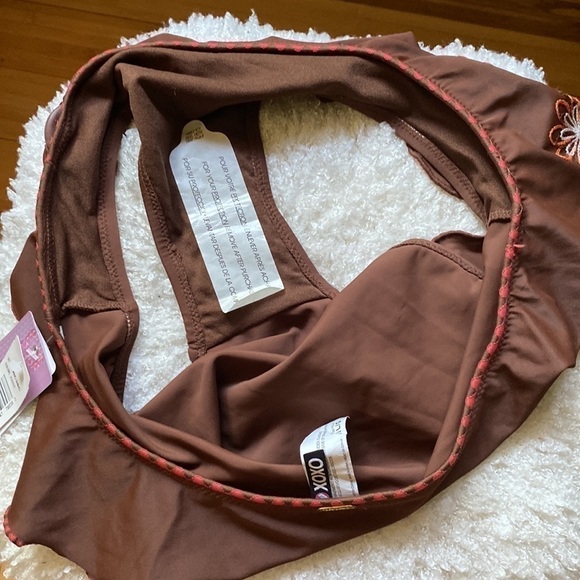 NWT XOXO chocolate brown bikini bottom with embroidered flower pattern‌‌‌‌‌‌‌ - Picture 9 of 10
